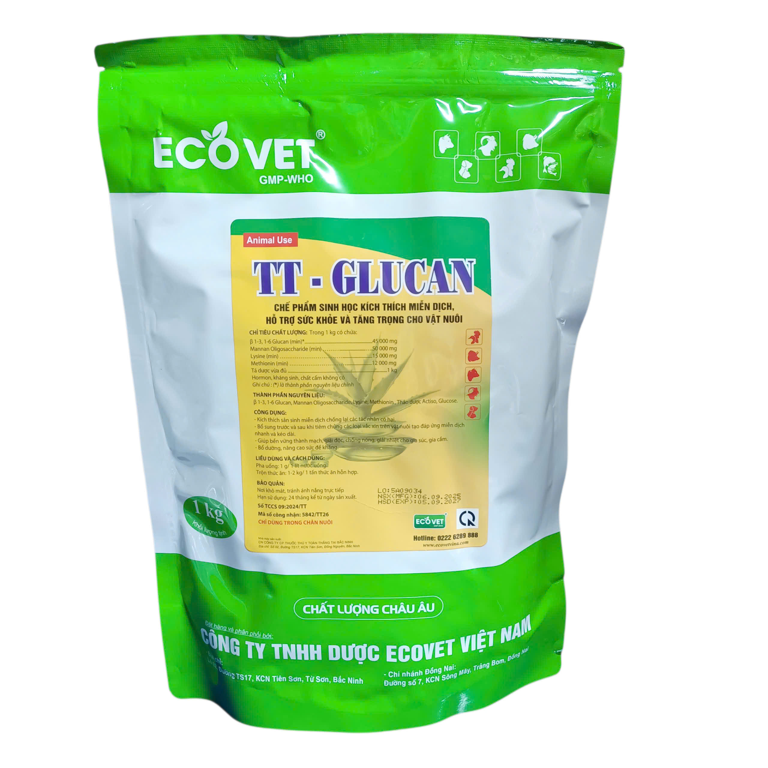 Thức ăn bổ sung TT GLUCAN và Vitamin C, Acid amin kích thích miễn dịch hỗ trợ sức khoẻ vật nuôi