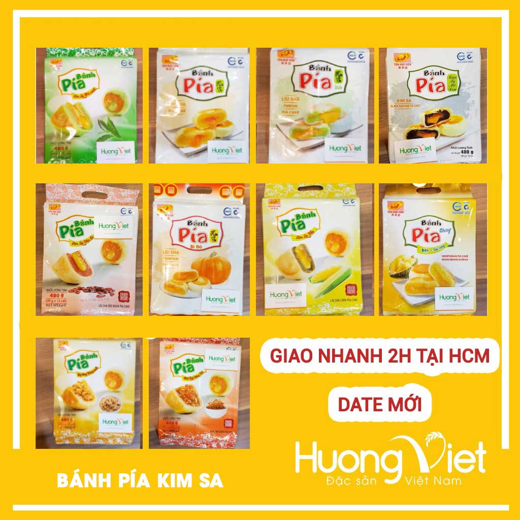 Bánh pía kim sa Tân Huê Viên trứng muối tan chảy 13 vị bánh pía Sóc Trăng mini bánh kẹo ăn vặt tết