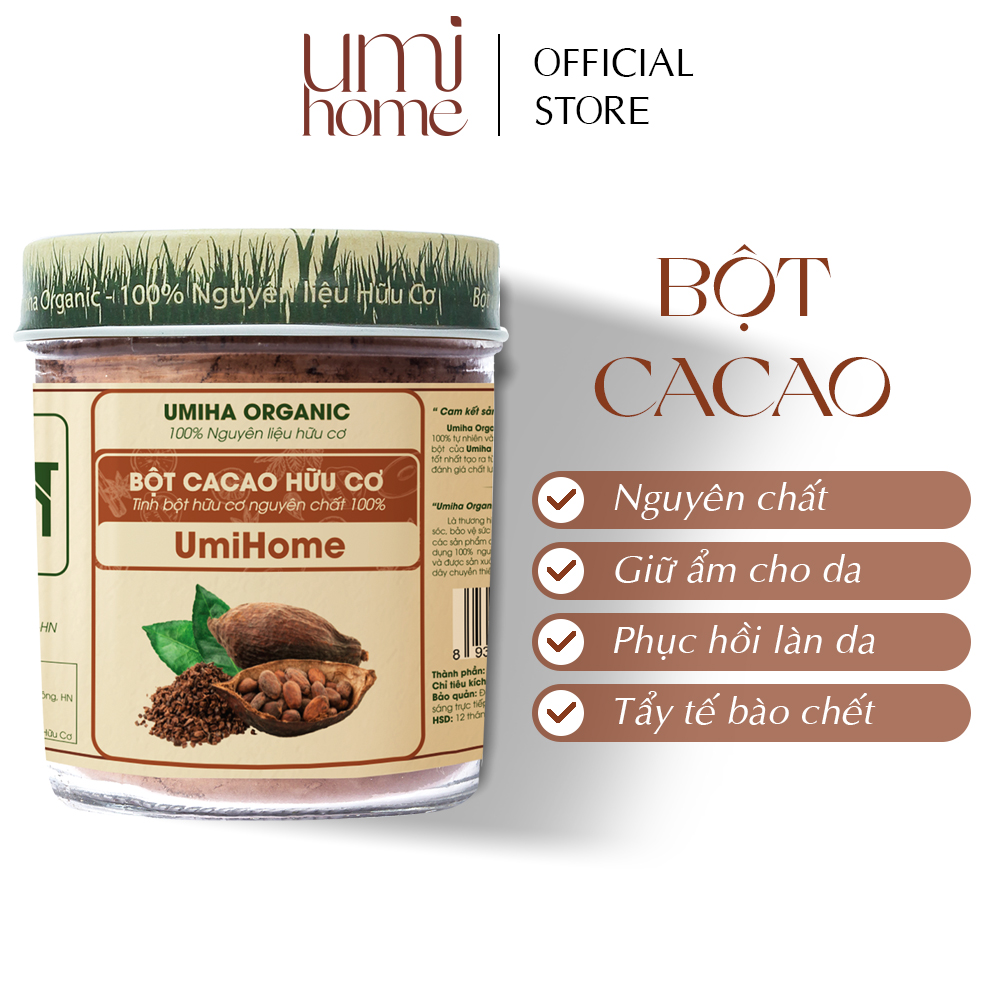 Bột cacao đắp mặt nạ hữu cơ umihome nguyên chất | cocoa powder 100% organic 125g