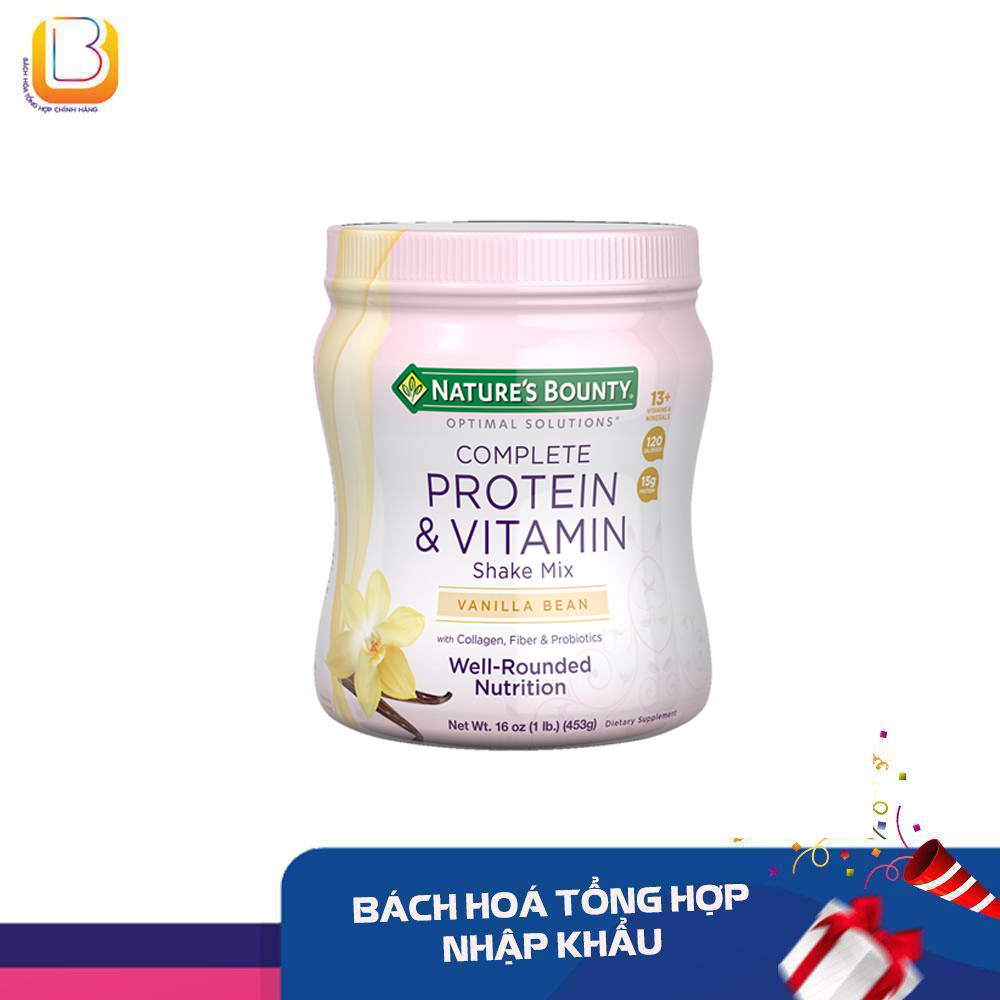 Bột protein nature's bounty shake mix hương vanilla 453g mỹ