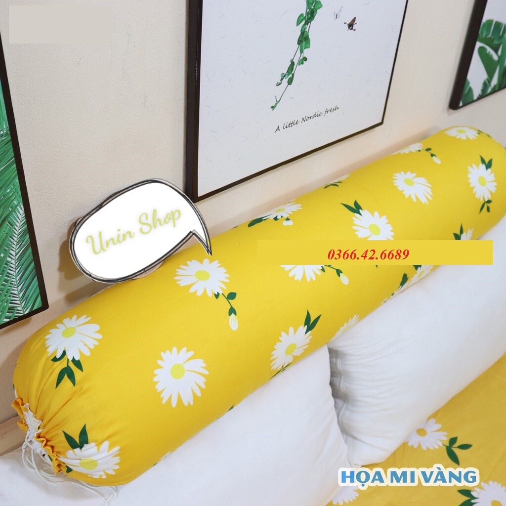 (Gía xưởng) Vỏ gối ôm poly cotton mẫu Họa Mi Vàng, áo gối dài nhiều mẫu đẹp, bao gối ôm người lớn 30x100cm có dây dù rút kéo