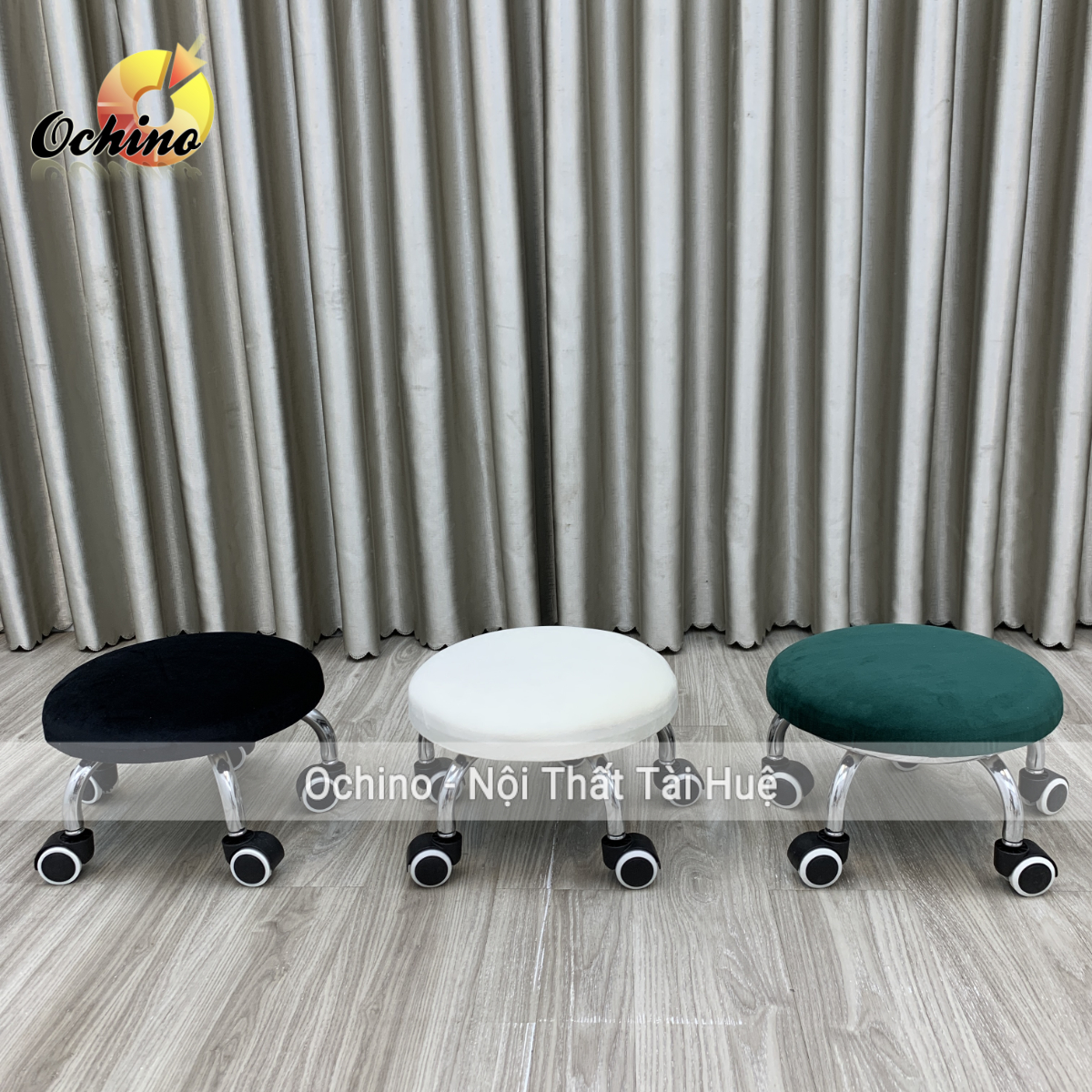 Ghế Xoay Bệt Thấp Ngồi Làm Nail, Ghế Bánh Xe Xoay Cao 20cm Mẫu Nỉ Tròn (Ảnh Thật Shop Chụp)