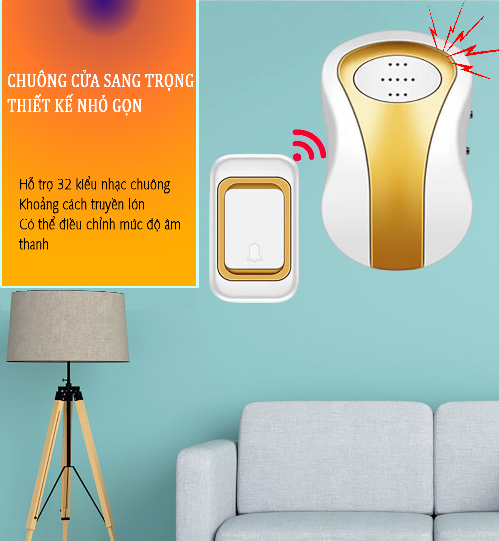 Chông Báo Cửa Không Dây, Chuông Báo Cửa Thông Minh. Thiết Kế Nhỏ Gọn , Tiện Lợi, Chuông Cửa Điện Tử Điều Khiển Từ Xa