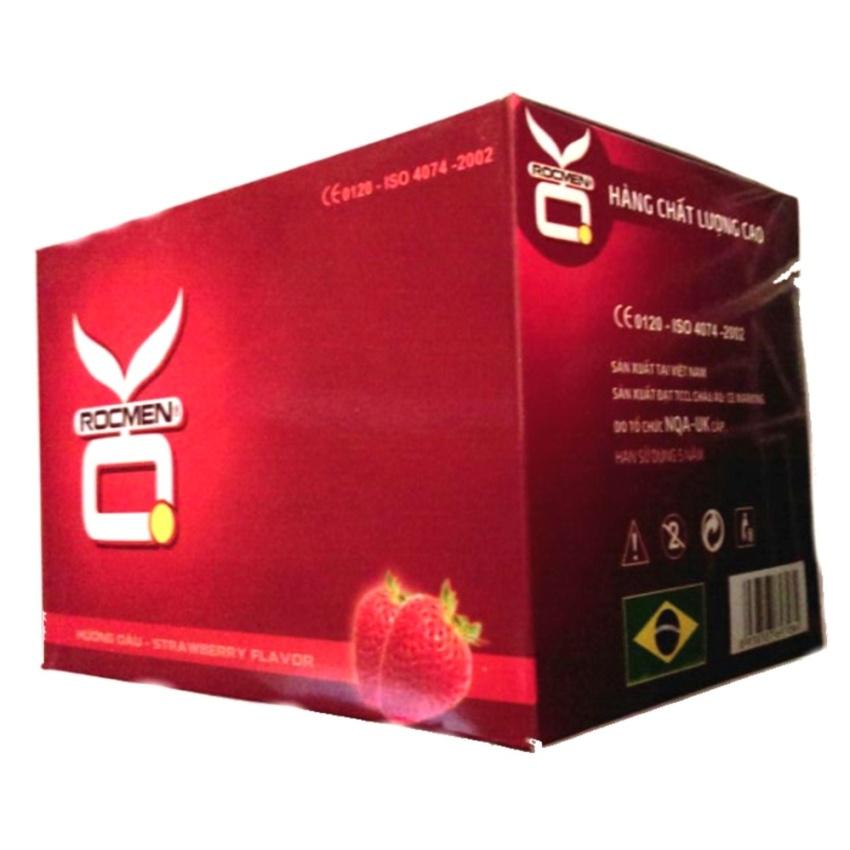[HCM]Bộ 1 hộp lớn Bao cao su OKrm hương Dâu 144 cái - an toàn - tiết kiệm