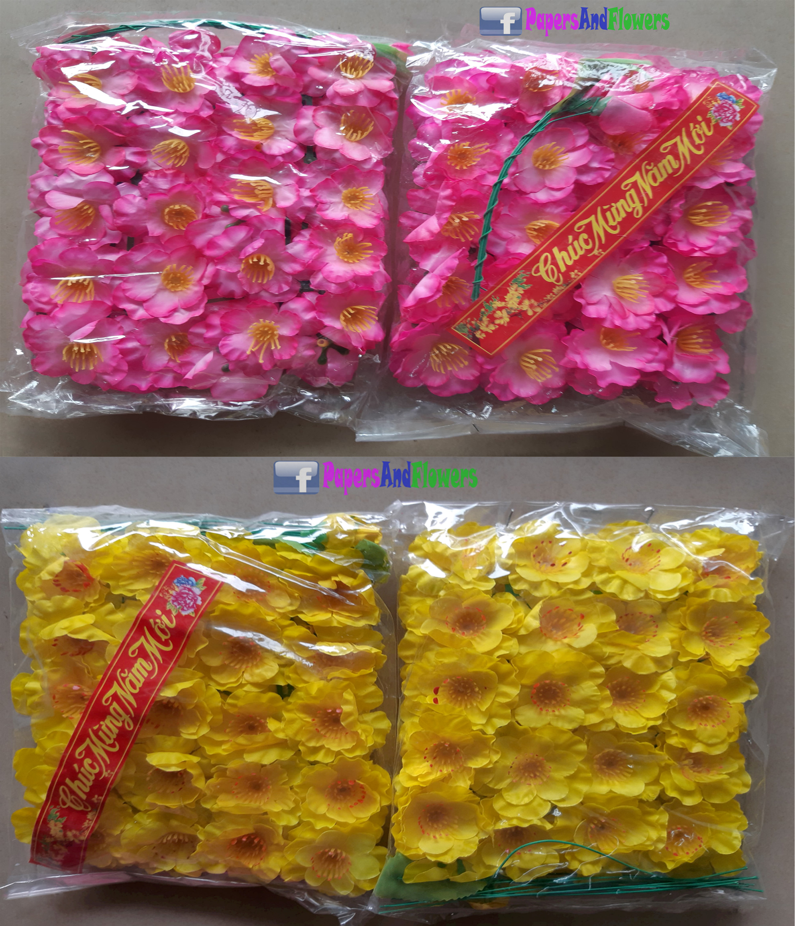 Hoa mai hoa đào giả trang trí tết - 1 bịch