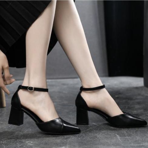 Giày cao gót 5 phân đế vuông bít mũi mã mac26 - giầy cao gót mũi nhọn 5cm