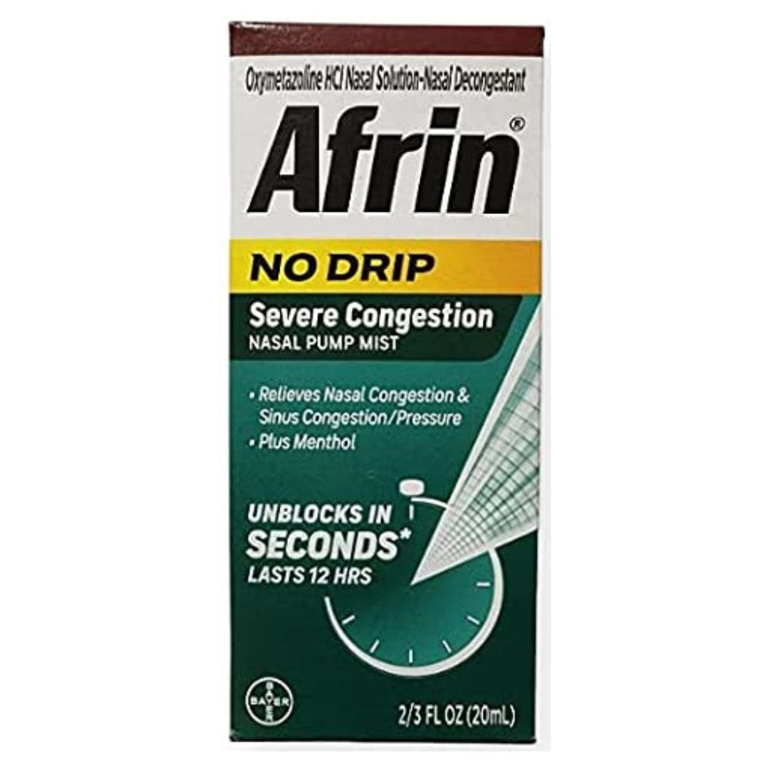 Afrin No Drip Severe Congestion 20ml - Xịt Giảm Nghẹt Mũi Dị Ứng, Viêm Xoang Trong 12 Tiếng