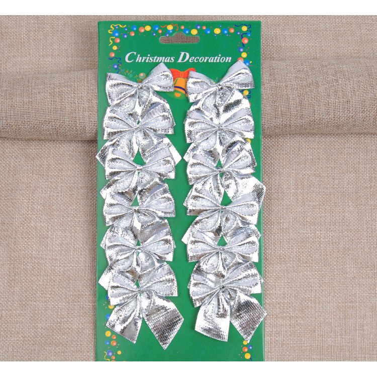 Set 12 chiếc nơ vải trang trí Giáng Sinh hoặc gắn hộp quà