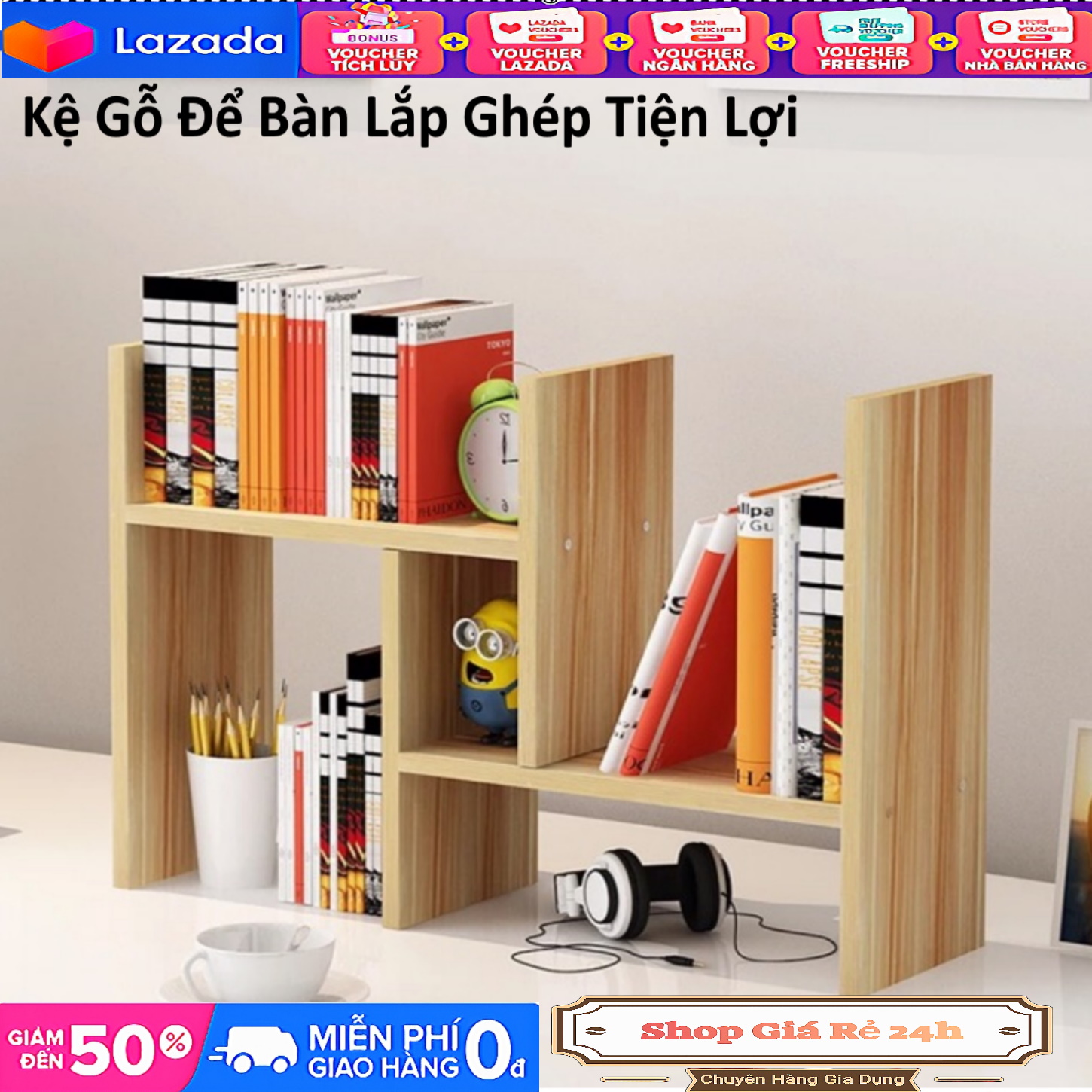 Kệ Sách Để Bàn MiNi Lắp Ghép Đa Năng Điều Chỉnh Được Kích Thước Trang Trí Bàn Làm Việc Siêu Tiện Dụng