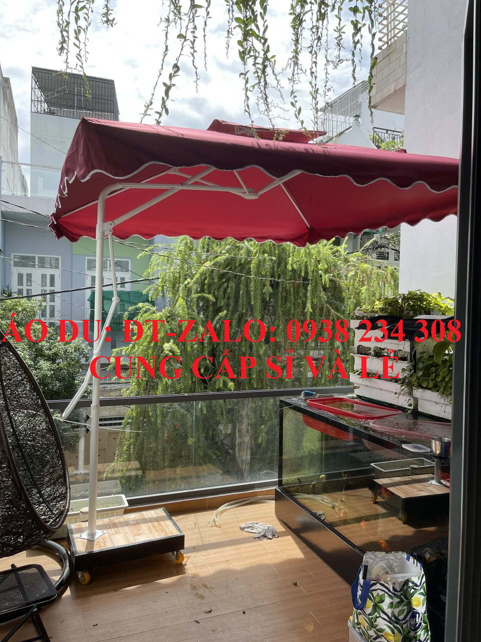 Áo dù lệch tâm vuông, áo có sẵn, kích thước vuông 2m5, giá rẻ