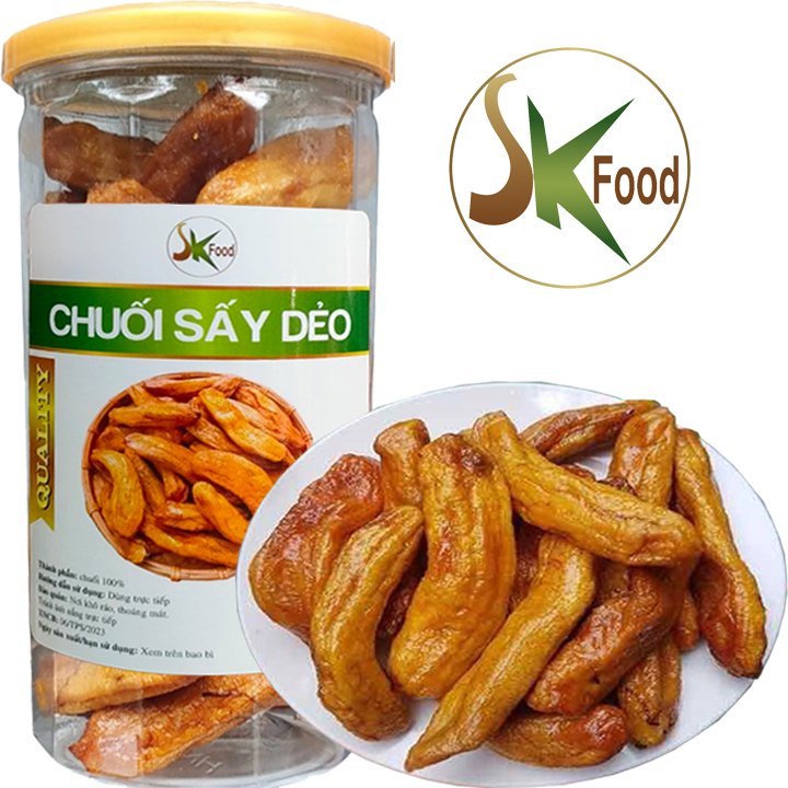 500g chuối sấy dẻo đà lạt nguyên trái mềm dẻo sk food