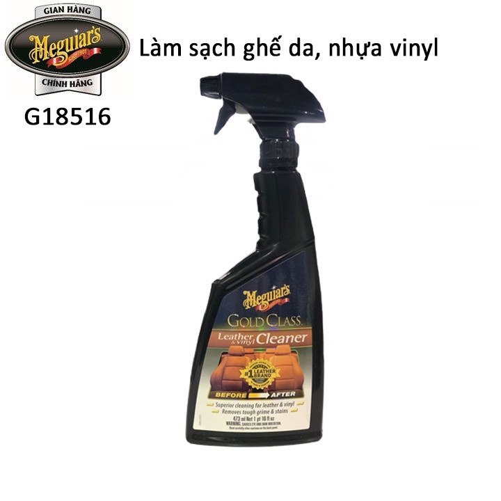Meguiar's Sản phẩm làm sạch da và vinyl dòng Gold Class - Leather & Vinyl Cleaner - G18516, 473ml