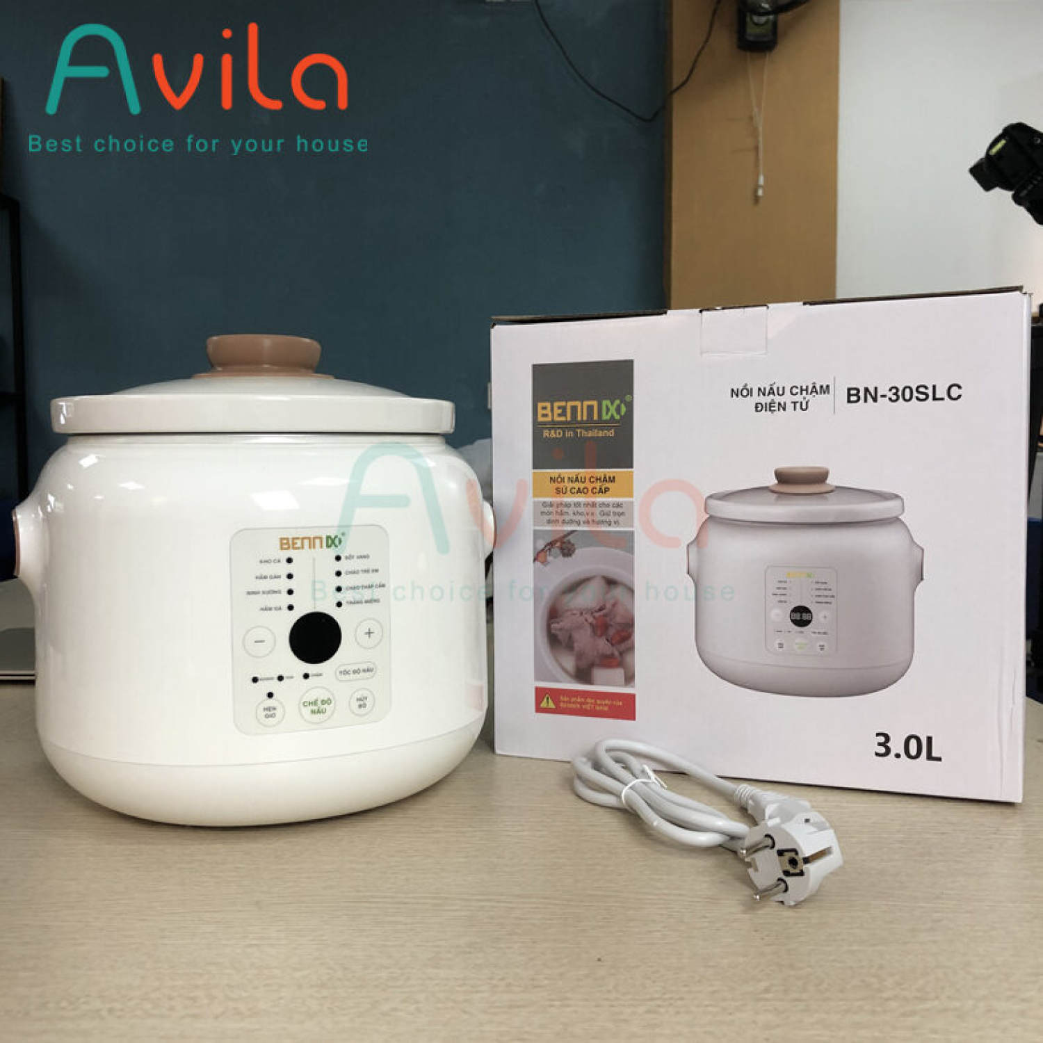 Nồi nấu chậm điện tử đa năng 8 chức năng Bennix dung tích 3L, nồi kho cá, hầm cháo - Hàng chính hãng