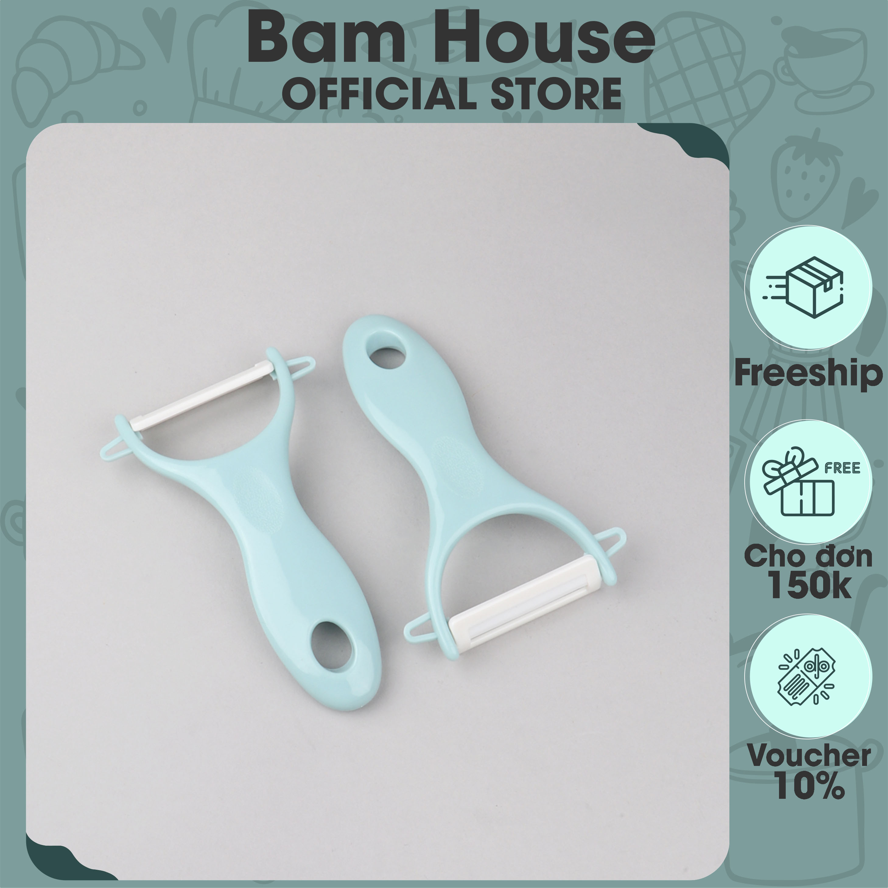 Dao bào inox Bam House loại nhỏ màu xanh cao cấp DBN02 - Gia dụng bếp