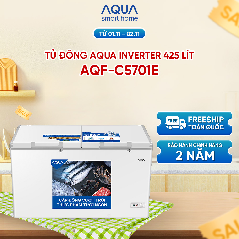 Tủ đông Aqua Inverter 429 Lít AQF-C5701E