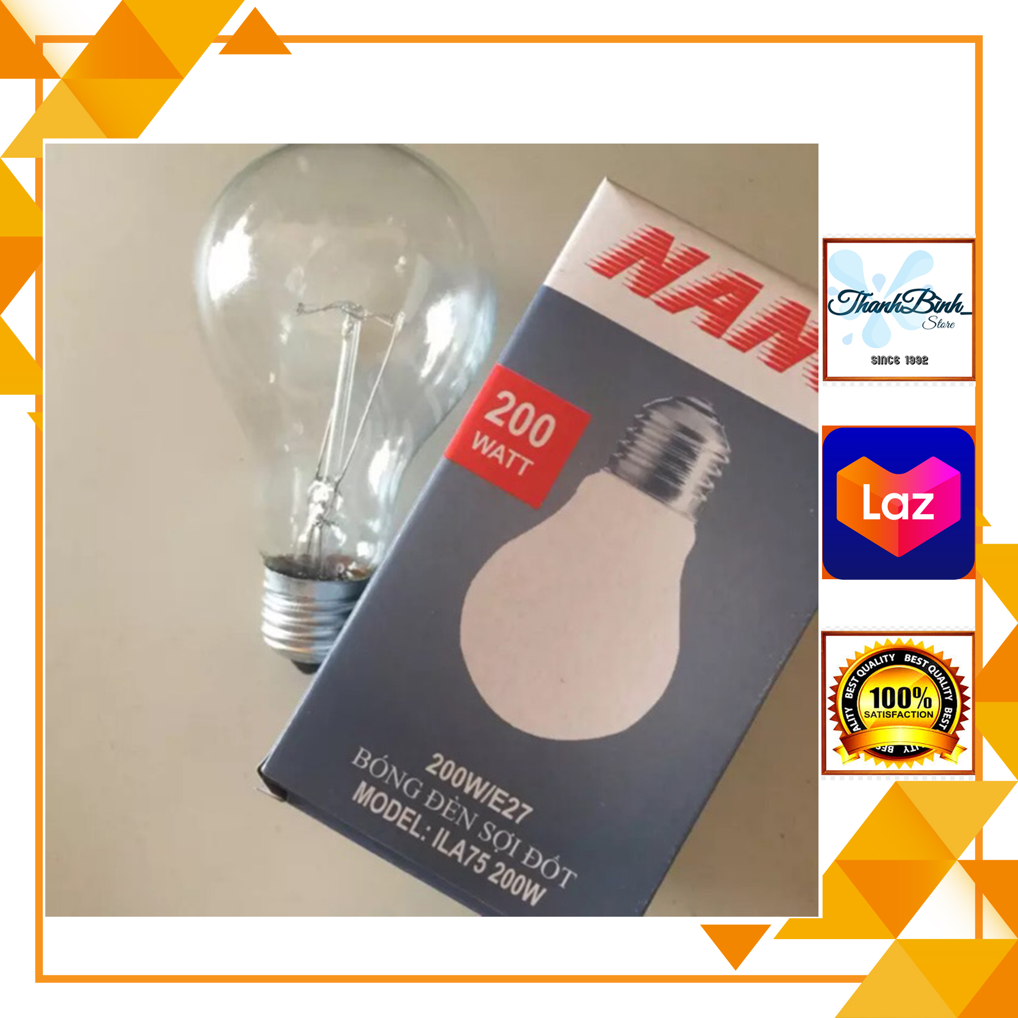 BÓNG ĐÈN SỢI DỐT/ BÓNG DÂY TÓC ĐUI E27- 200W NANO