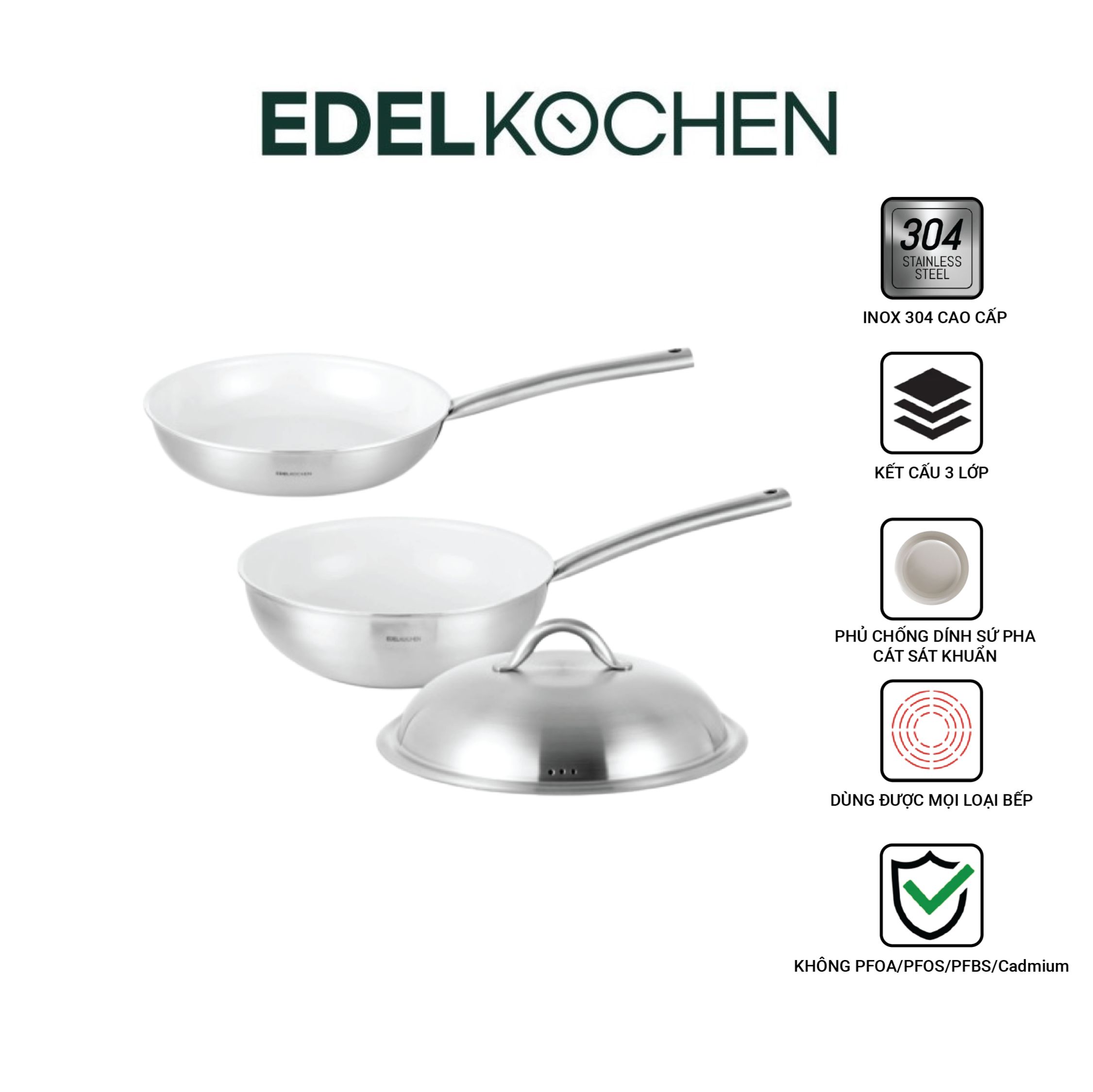Chảo chống dính Edelkochen Easy Prism Cream