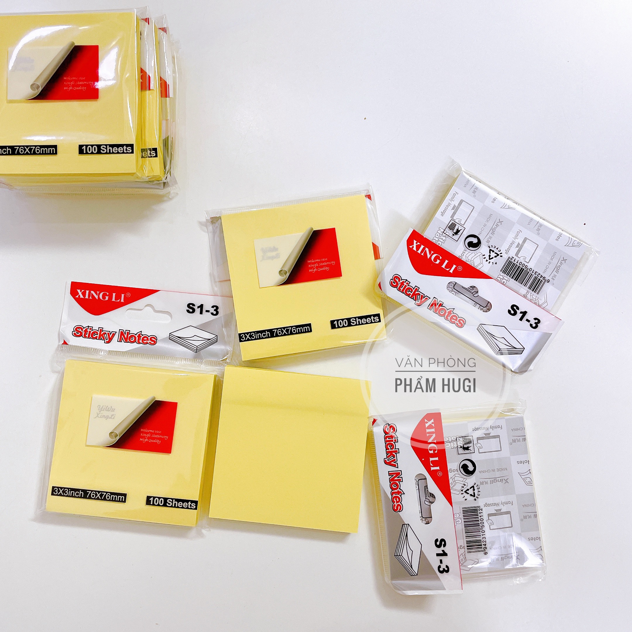 Giấy notes vàng hình vuông xấp gồm 100 tờ