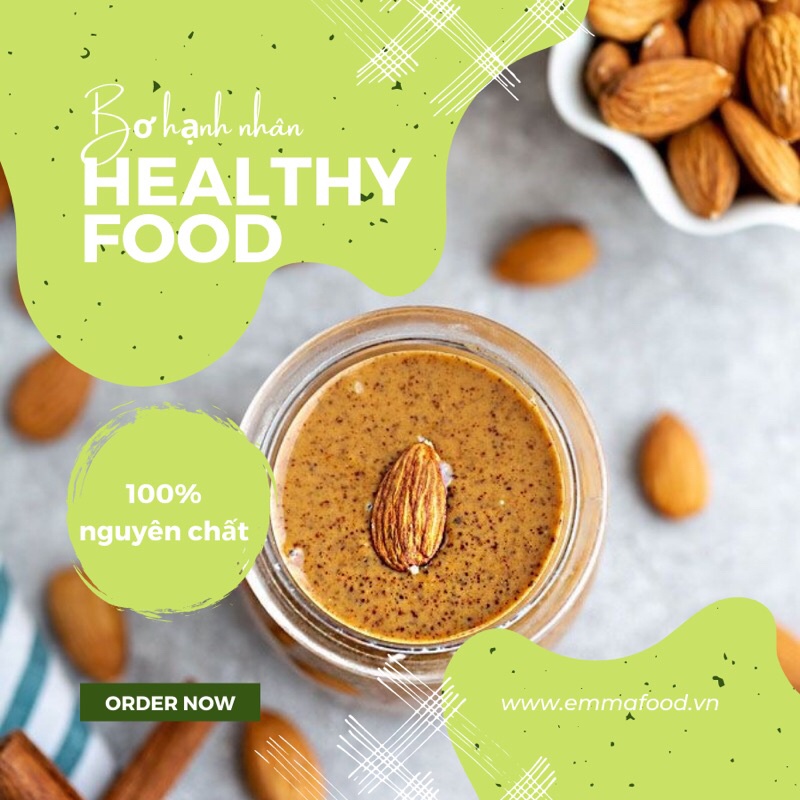 Bơ hạnh nhân eat clean nguyên chất không đường healthy by emma food