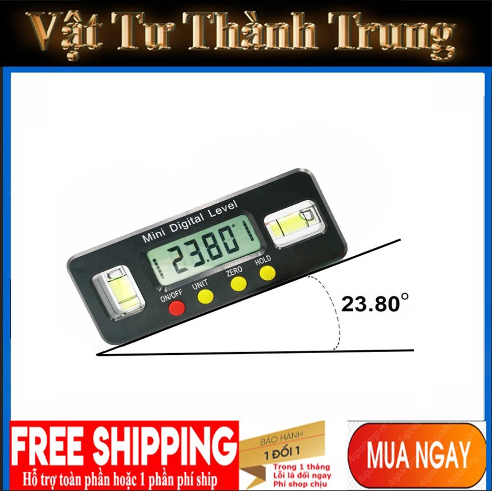 Thước Nivo,Ni vô cân bằng điện tử dài 100mm có sẵn pin - Thước đo góc,thước thủy cân bằng điện tử Li vô nam châm