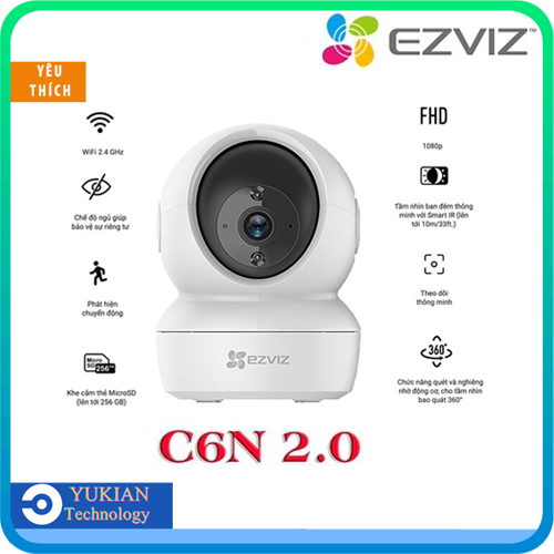 [HCM]Camera IP WiFi Không Dây Xoay 360° EZVIZ C6N 2MP 1080P  (NEW) - Đàm thoại 2 chiều, theo dõi chuyển động, tích hợp AI