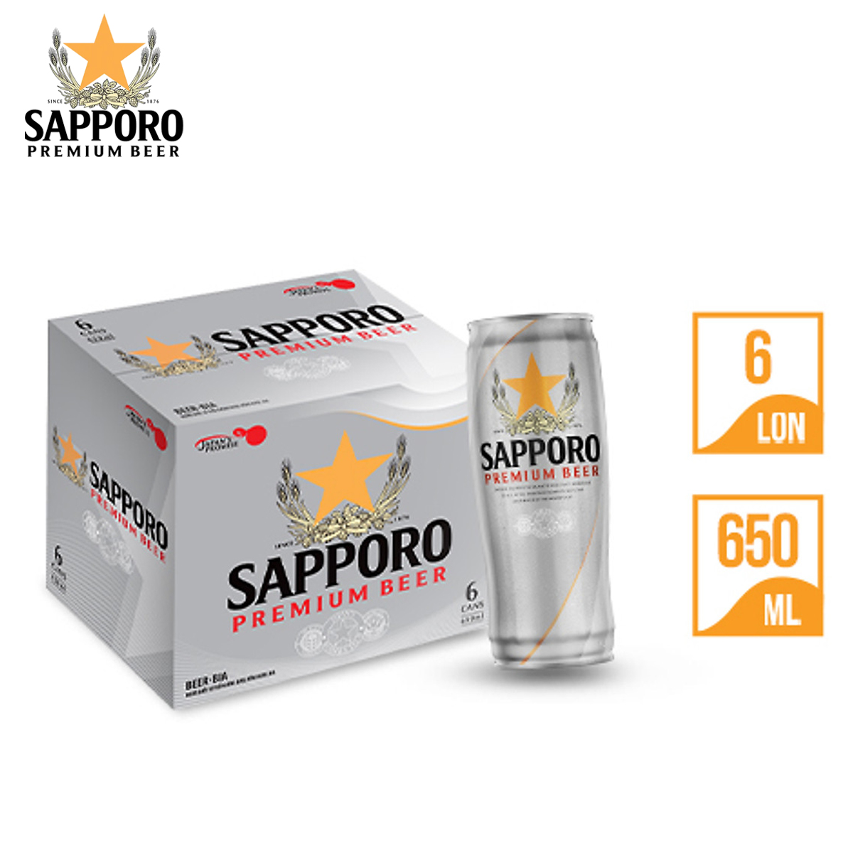 THÙNG 6 LON BIA SAPPORO PREMIUM BEER 650ML