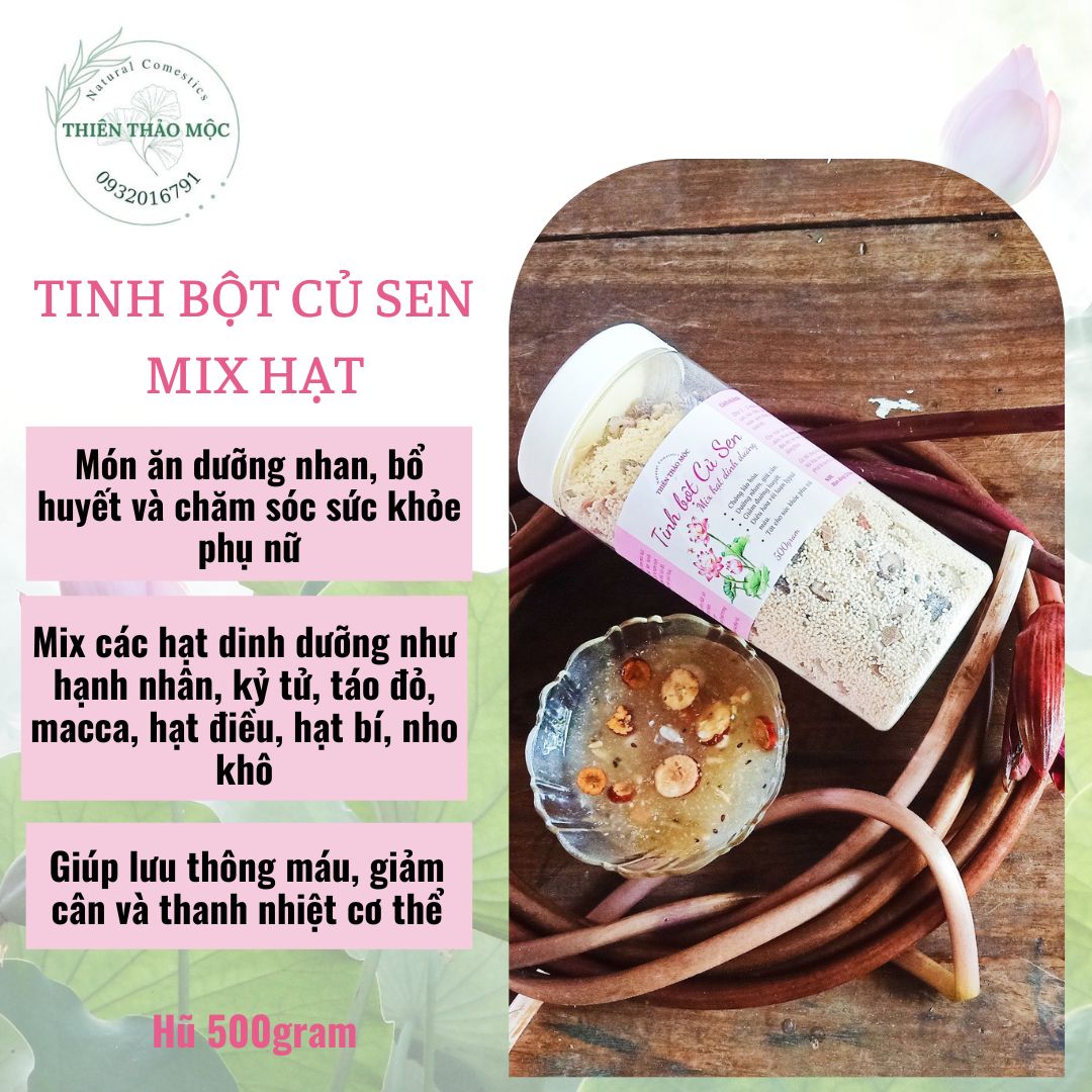Tinh bột củ sen mix hạt dinh dưỡng 500gr dưỡng nhan, đẹp da