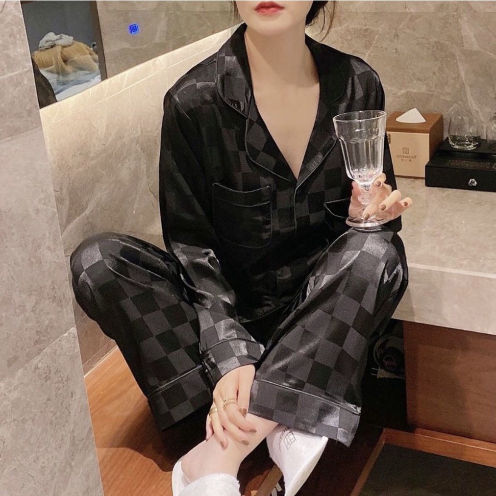 Bộ mặc nhà pijama họa tiết cao cấp, chất liệu latin, mềm mịn thoáng mát, bộ đồ ngủ