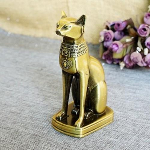 Mô hình tượng thần mèo Ai Cập bằng kim loại cao 15.5cm