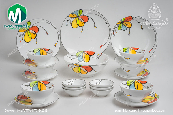 BỘ BÀN ĂN GỐM SỨ MINH LONG DAISY BONG BÓNG BAY 22 SP