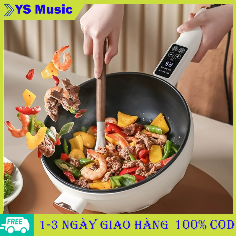 Nồi điện đa năng 4L lòng chảo gốm đen 1800W - gia dụng chảo thông minh nồi cơm điện Nồi cơm điện đa năng hai tầng
