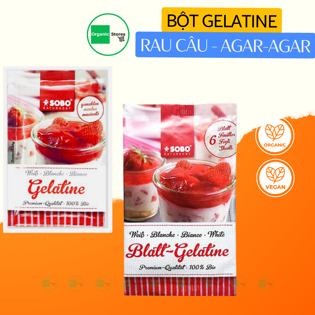 Gelatine hữu cơ dạng lá - bột làm thạch