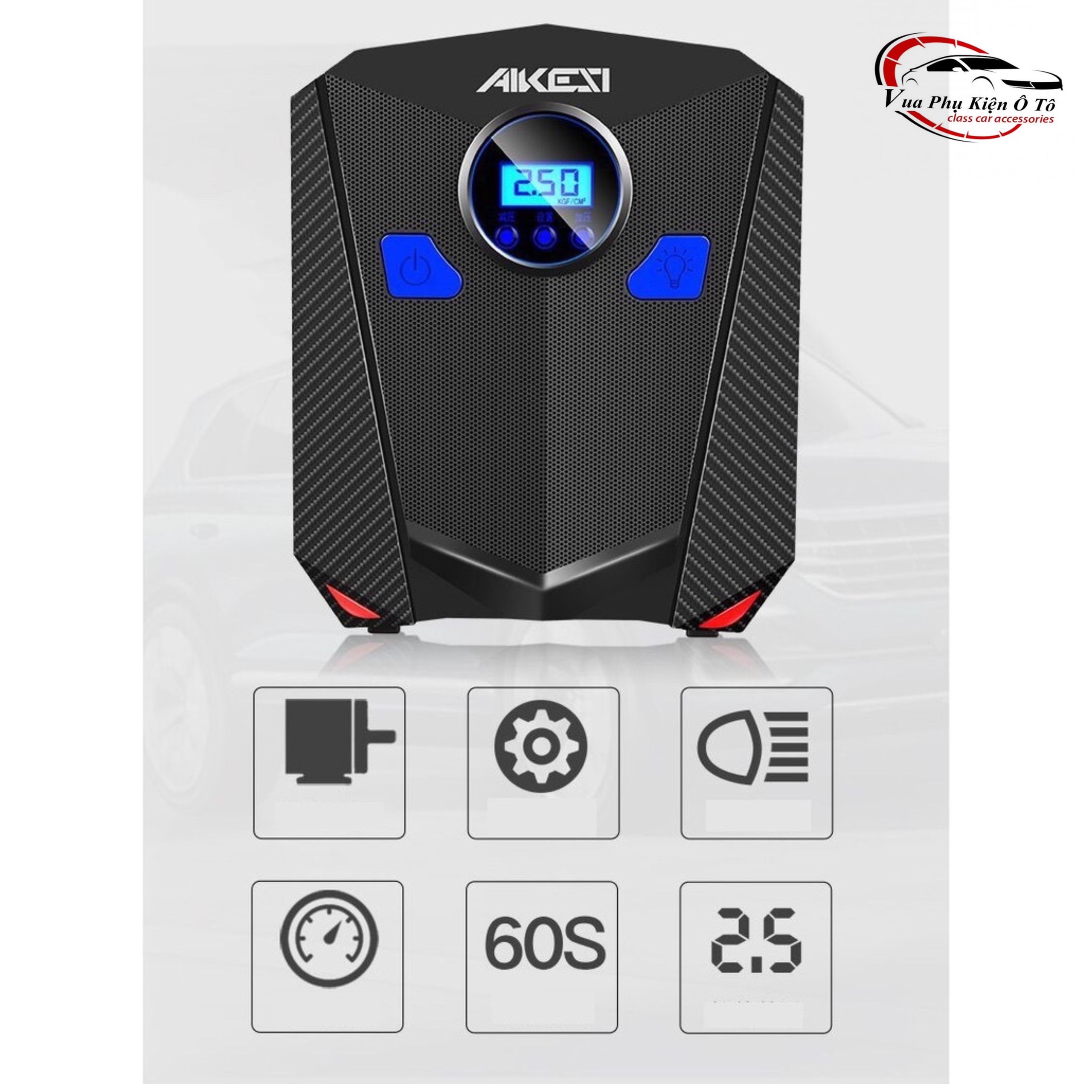 Bơm lốp ô tô xe hơi điện tử tự ngắt AIKESI  - CarSun Store phụ kiện chuyên dành cho xe ô tô - Bơm lốp ô tô - Bơm xe hơi điện tử thông minh AIKESI