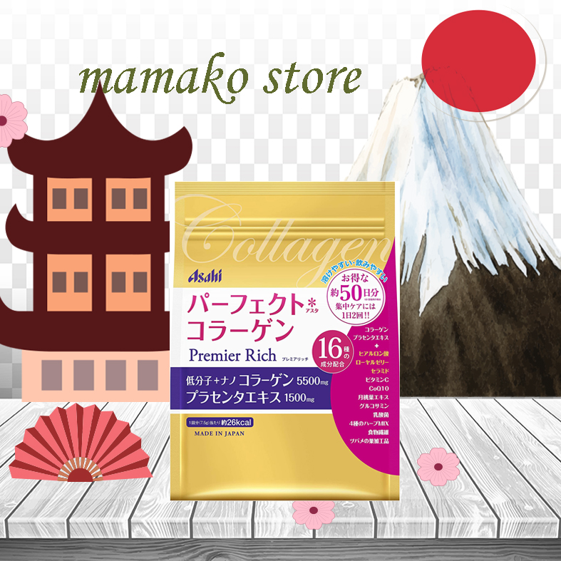 [HCM]( mẫu mới )Bột dinh dưỡng không mùi vị sữa /màu vàng Asahi Perfect Asta Collagen Powder Premier Rich/date 2025/hàng nhật- japan/2 phân loại #colagenasahi #dangbot