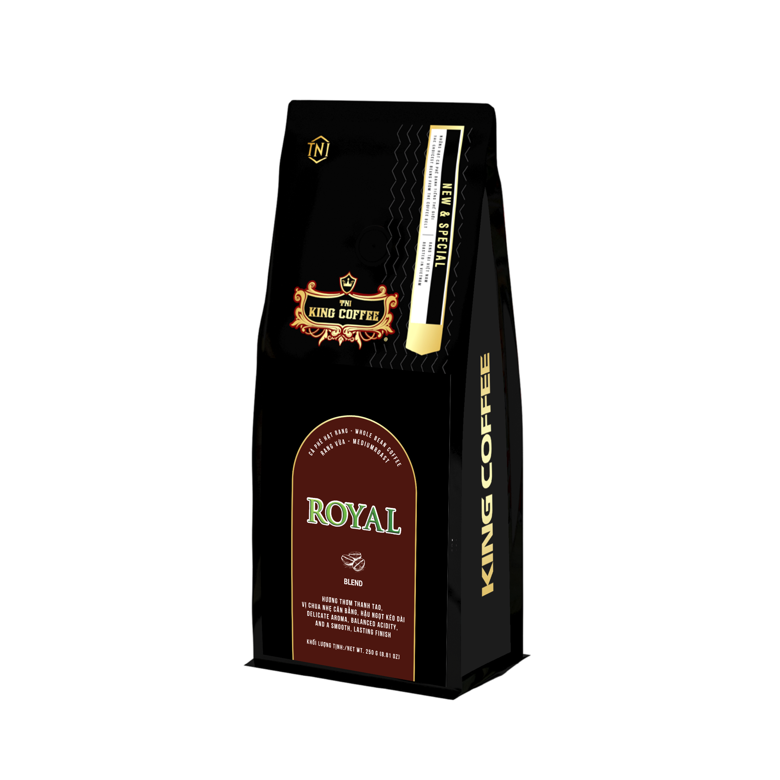 Cà phê hạt rang King coffee Royal Blend whole bean coffee - Túi 250g