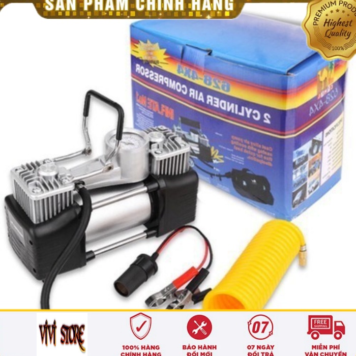 Bơm Hơi Xe Ô Tô Hai Xi Lanh Mã Lực Lớn