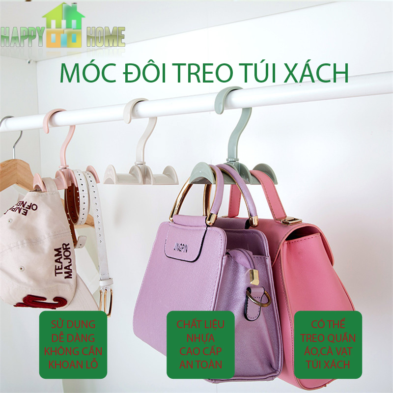 Móc treo giỏ xách đôi móc đôi đa năng treo túi xách quần áo móc to cao cấp