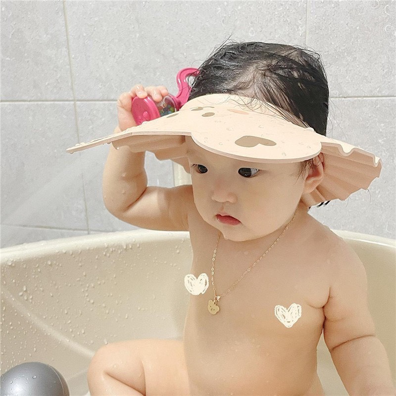 Mũ chắn nước có vành che tai cho bé, mũ chắn nước chất xốp mềm mại an toàn cho bé