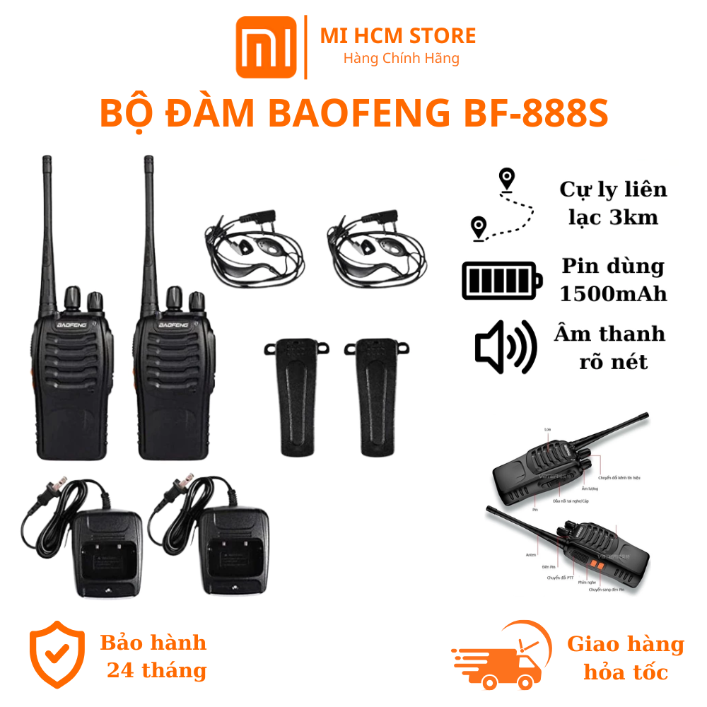 Bộ Đàm Baofeng BF-888S Chính Hãng Khoảng Cách Từ 3Km Đến 5Km, Gồm 16 Kênh, Chất Lượng Âm Thanh Chuẩn