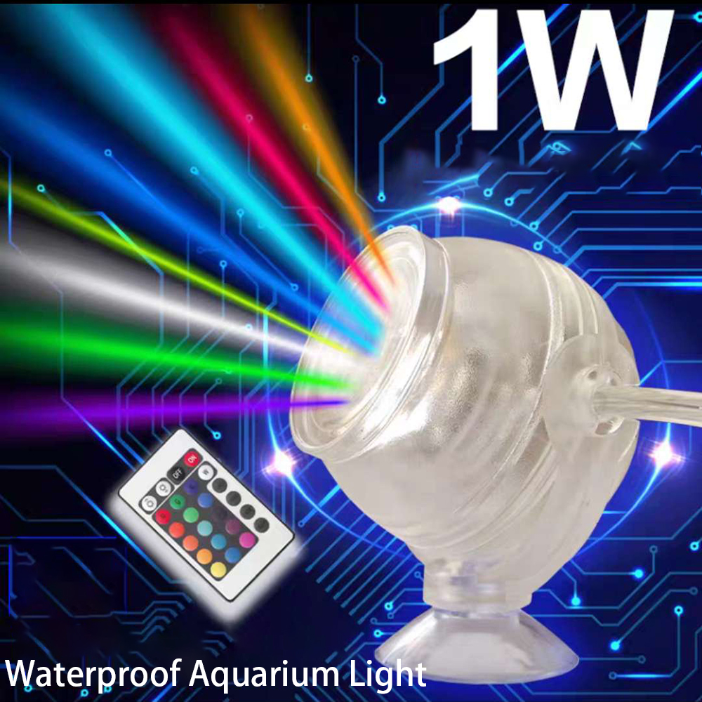 RGB Aquarium Không Thấm Nước LED Spotlight Chìm Ánh Sáng Không Dây Điều