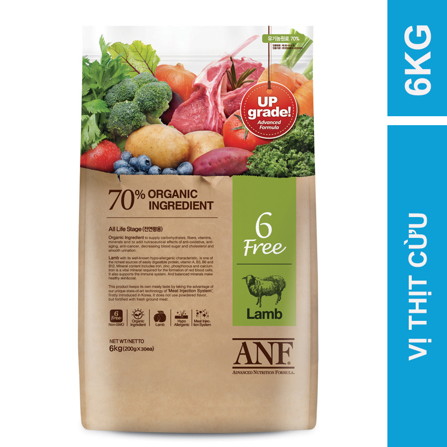 HỎA TỐC [6KG - ÁP MÃ GIẢM 30K] ANF 6FREE - Thức ăn hạt hữu cơ cho chó vị Cừu (DATE MỚI)