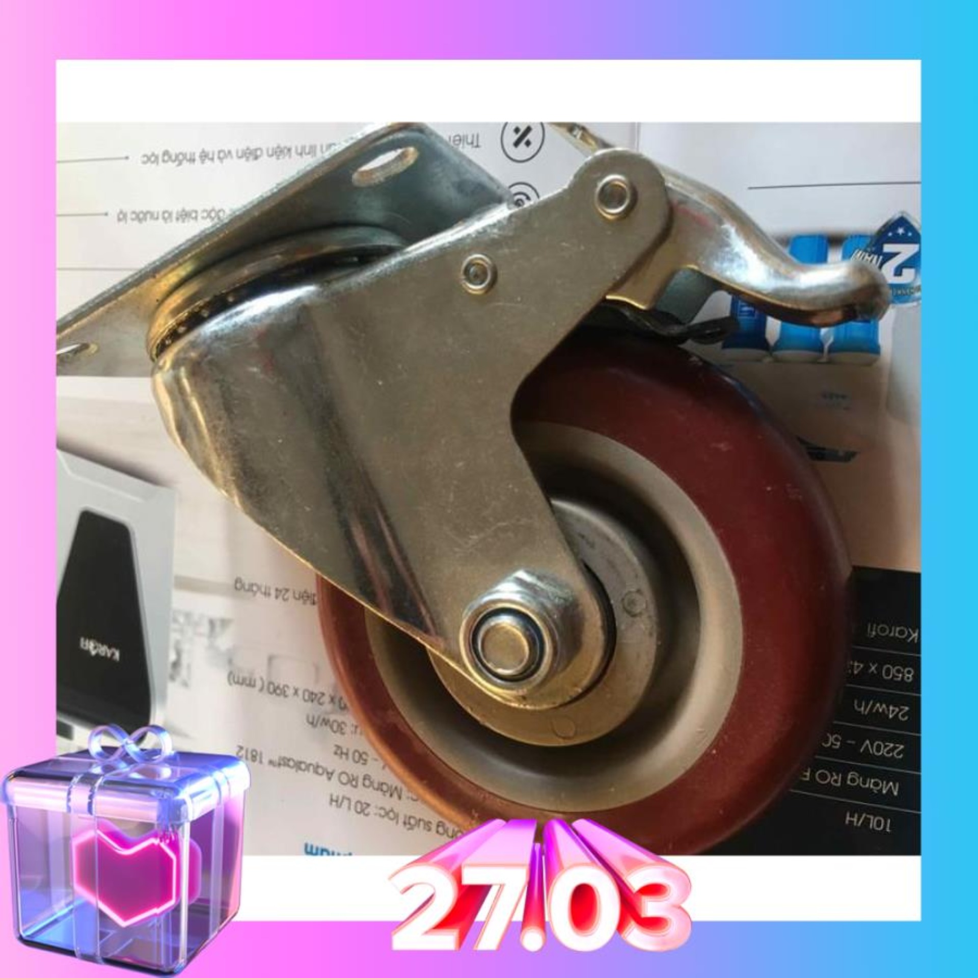 bánh xe đẩy chịu tải trọng đường kính 70mm có phanh hãm