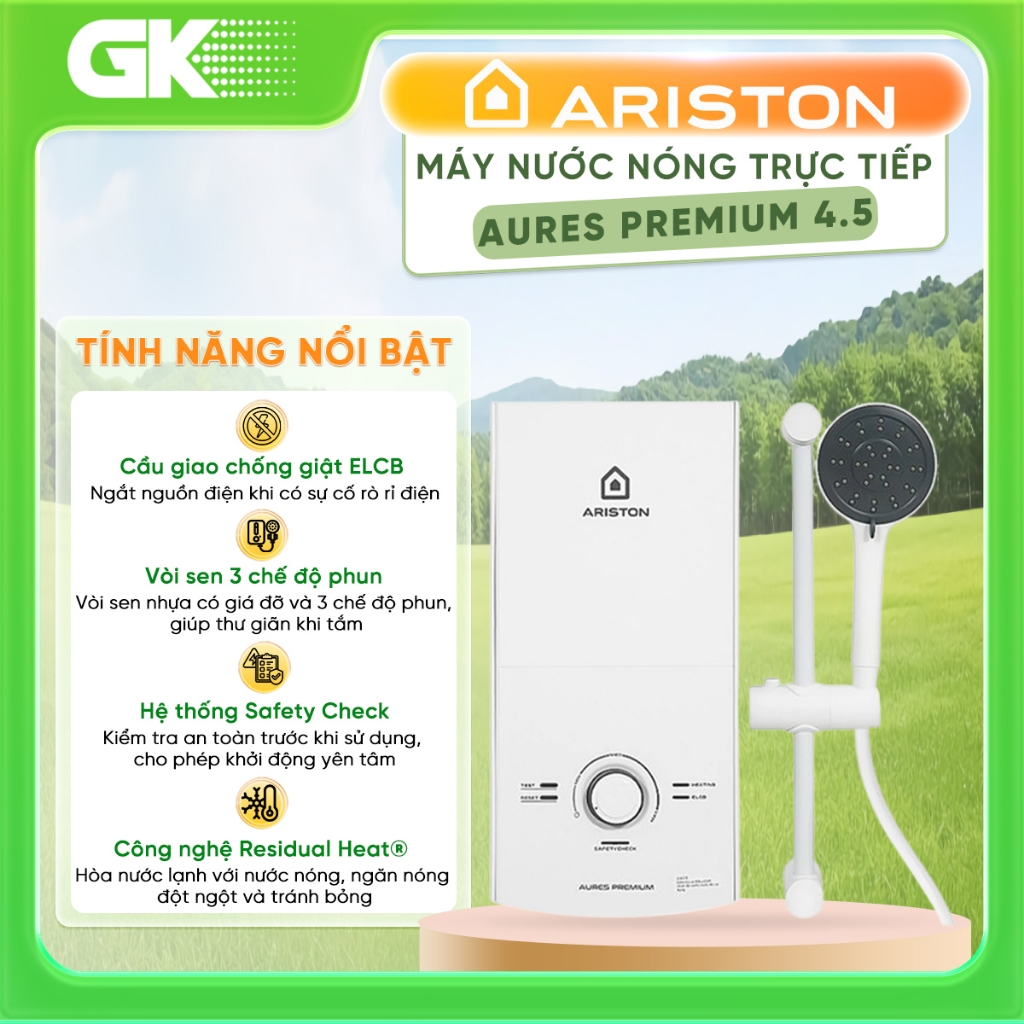 Máy nước nóng trực tiếp ariston aures premium 4.5 - giao toàn quốc