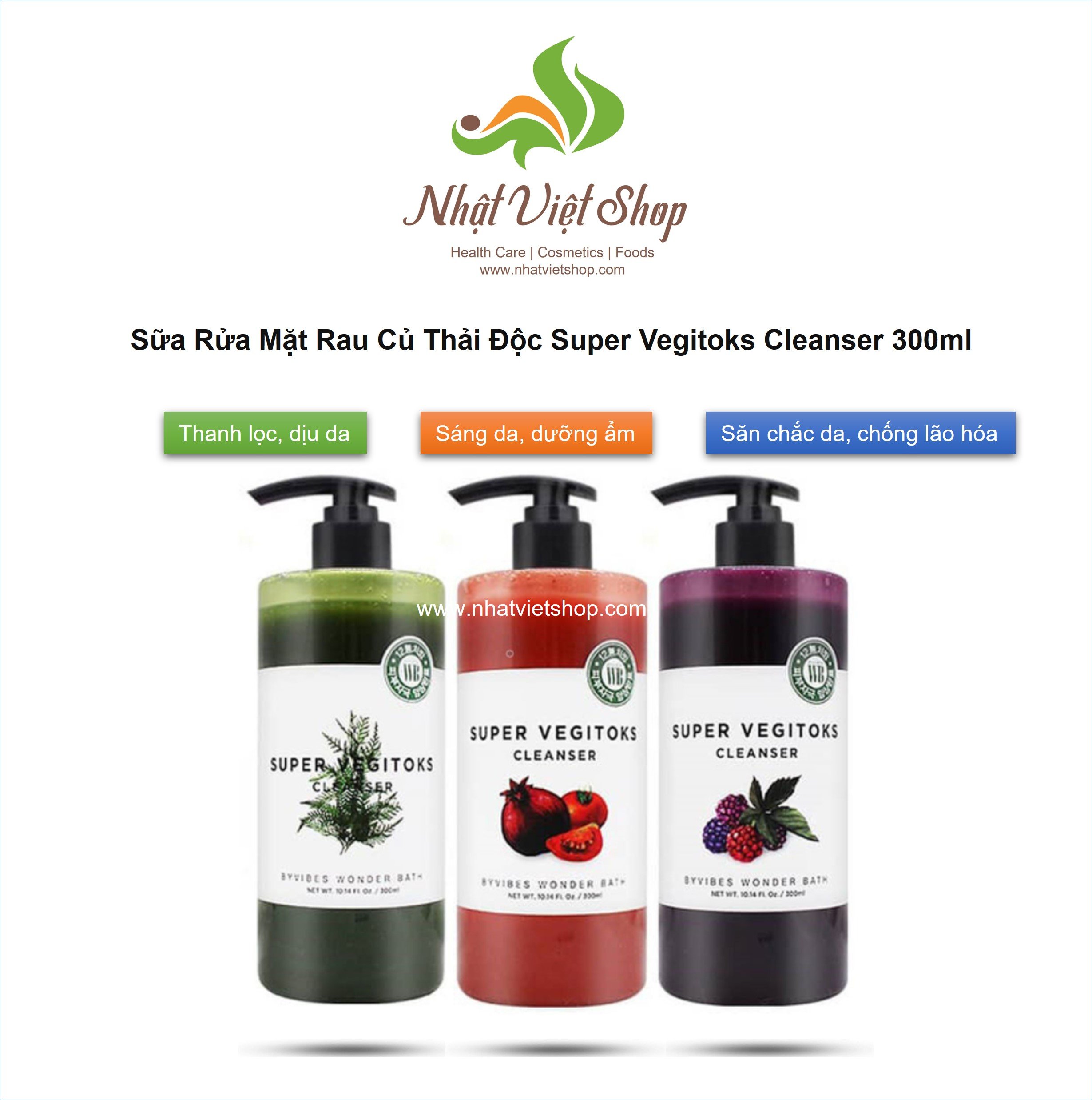 Sữa Rửa Mặt Rau Củ Thải Độc Super Vegitoks Cleanser 300ml