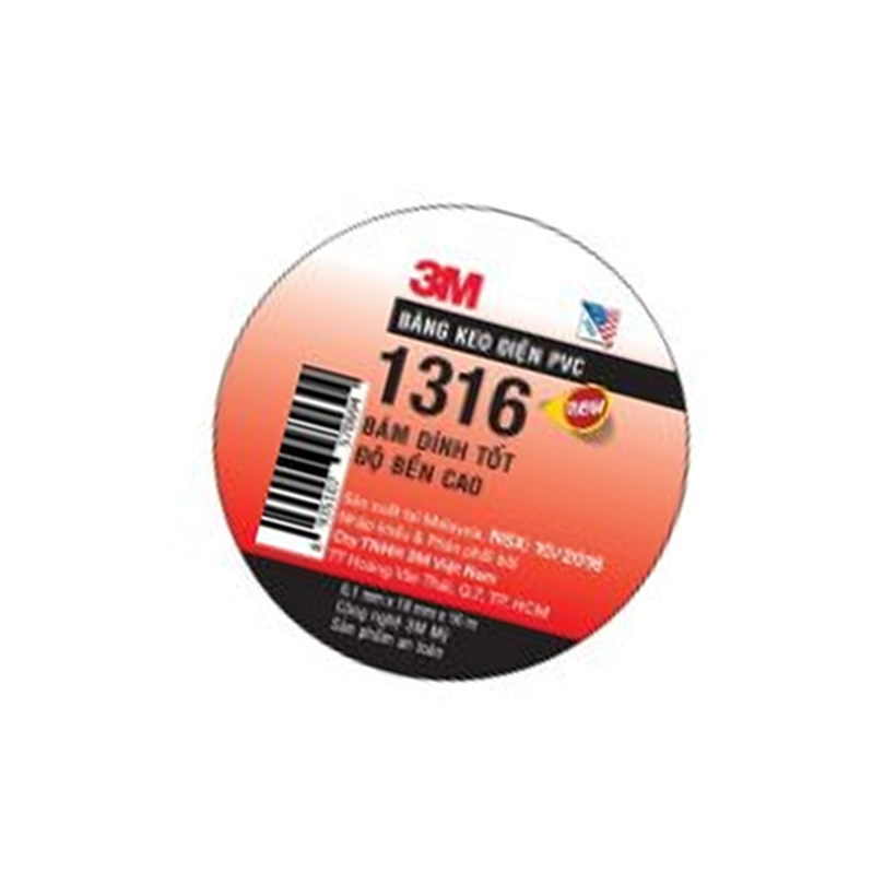 [Combo 2 Cuộn] Băng keo điện 3M PVC 1316, màu đen, khổ 18mm x 16m x 0.1mm