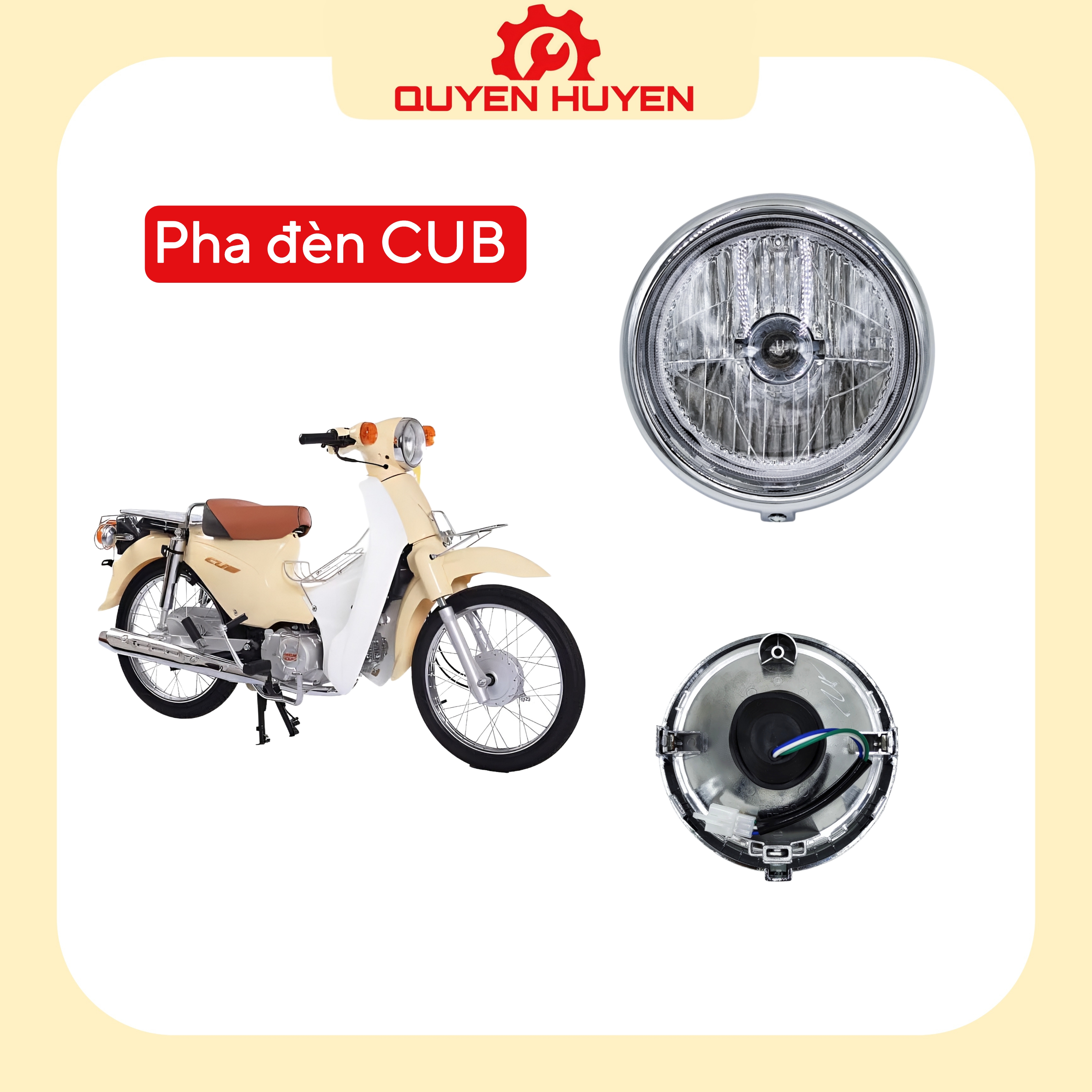 Bộ đèn pha xe cub 81 50cc - choá đèn xe máy cub học sinh, cub trung quốc