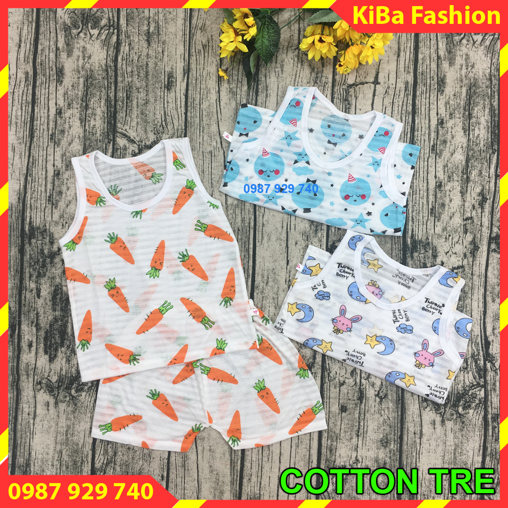 Set 3 bộ ba lỗ cotton tre mát mặc hè thấm hút mồ hôi cho bé trai/ gái 4-14kg - bbl - tk0120 - áo ba lỗ cho bé trai / áo ba lỗ cho bé gái / áo ba lỗ lưới cho bé trai / áo ba lỗ lưới / áo ba lỗ