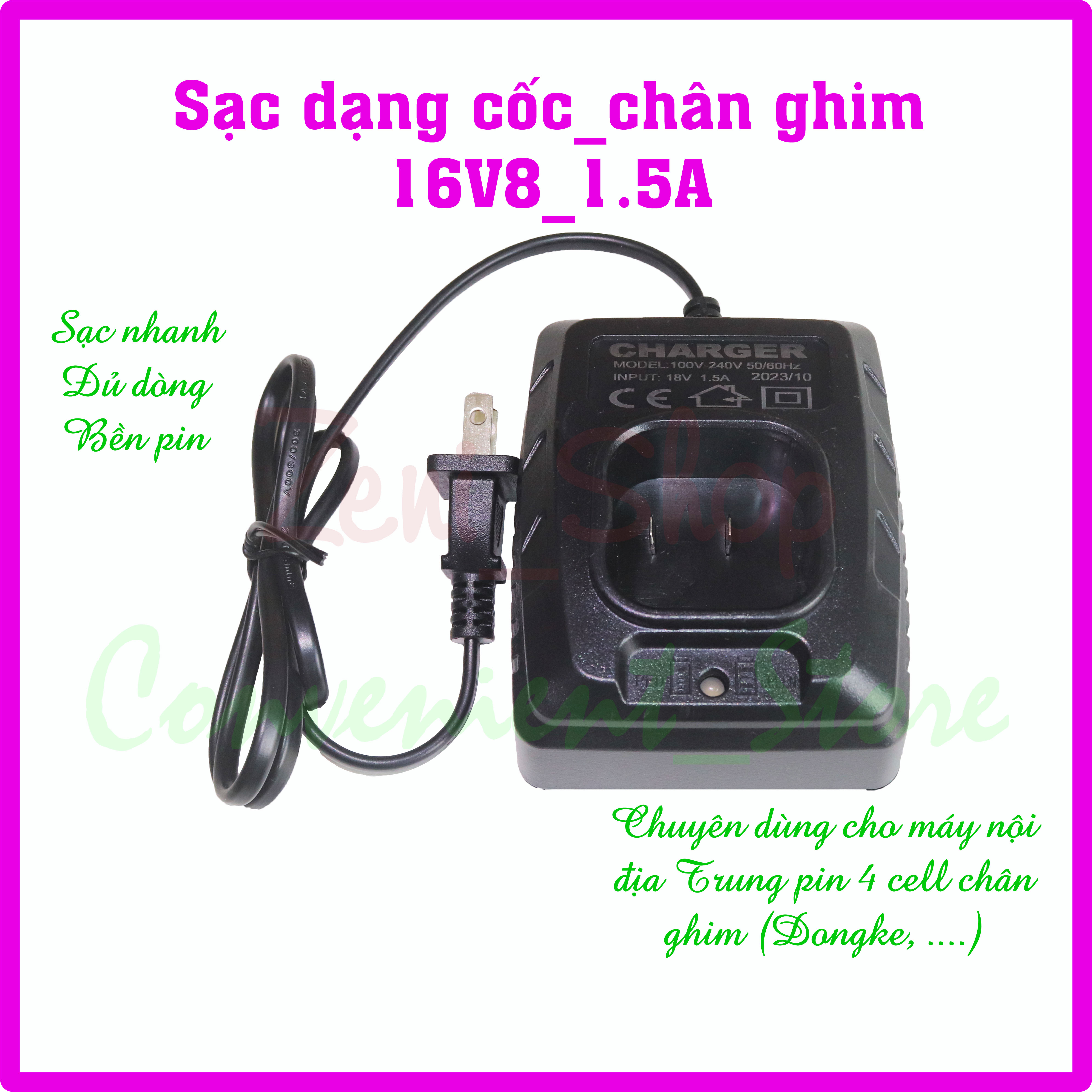 Sạc pin lion 16.8v _ dạng đế sạc _ loại chân ghim_dock sạc chuyên dùng sạc cho máy pin nội địa mã pin 18vf