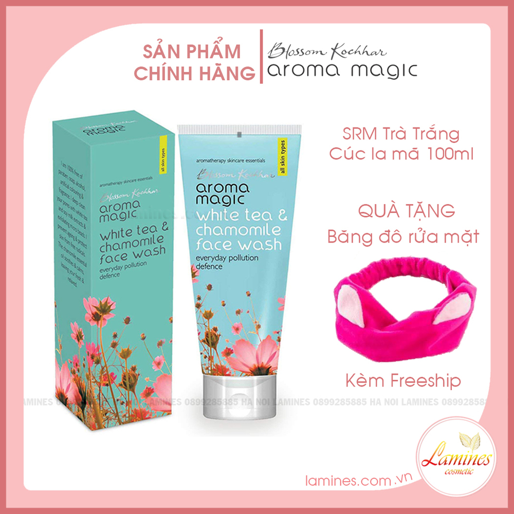 Sữa rửa mặt trà trắng và cúc la mã | aroma magic white tea & chamomile face wash 100ml hàng nhập chính hãng