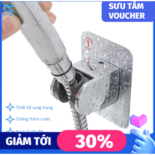Giá treo vòi hoa sen Living C T75 , giá móc treo vòi sen vòi xịt vệ sinh có miếng dán tường chịu lực xoay 7 cấp độ